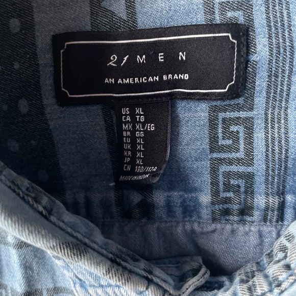 21men Denim Blue Geometric Shirt - Picture 2 of 5